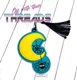 DIGITAL DOWNLOAD Applique Moon Spider Halloween Bookmark Gift Tag Ornament