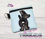 DIGITAL DOWNLOAD 5x5 ITH Applique Doberman Bum Poo Zipper Bag Lined and Unlined Sketchy Fill