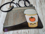 DIGITAL DOWNLOAD Applique Pumpkin Spice Coffee Clutch Zipper Bag Lined and Unlined
