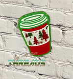 DIGITAL DOWNLOAD Applique Coffee Cup Shaped Quilted Mug Rug Snack Mat Set 4 SIZES INCLUDED INCLUDES BOTH TURN HOLE AND ENVELOPE FINISHES