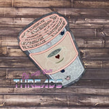 DIGITAL DOWNLOAD Applique Coffee Cup Shaped Quilted Mug Rug Snack Mat Set 4 SIZES INCLUDED INCLUDES BOTH TURN HOLE AND ENVELOPE FINISHES