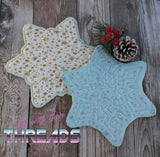 DIGITAL DOWNLOAD Snowflake Shaped Quilted Mug Rug Snack Mat Set 4 SIZES INCLUDED INCLUDES BOTH SATIN AND ENVELOPE FINISHES