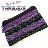 DIGITAL DOWNLOAD Quilted Skull Clutch Applique Zipper Bag LINED