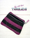 DIGITAL DOWNLOAD Quilted Bat Clutch Applique Zipper Bag LINED