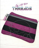 DIGITAL DOWNLOAD Quilted Bat Clutch Applique Zipper Bag LINED