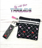 DIGITAL DOWNLOAD 4" & 5" Valentine Zipper Bag and Key Fob Set 2 BAG SIZES 2 FOB SIZES