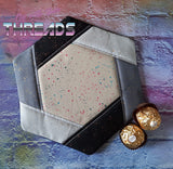 DIGITAL DOWNLOAD Quilted Hexagon Mug Rug 7 SIZES INCLUDED ENVELOPE AND TURN HOLE OPTIONS