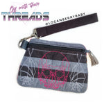 DIGITAL DOWNLOAD Quilted Vampire Bat Clutch Applique Zipper Bag LINED