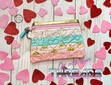DIGITAL DOWNLOAD Quilted Sweetheart Valentine Clutch Applique Zipper Bag LINED