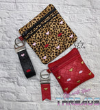 DIGITAL DOWNLOAD 4" & 5" Valentine Zipper Bag and Key Fob Set 2 BAG SIZES 2 FOB SIZES