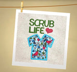 DIGITAL DOWNLOAD Applique Scrub Life 4 SIZES INCLUDED