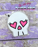 DIGITAL DOWNLOAD ITH Applique Skull Wallet 3 SIZES INCLUDED BOW DESIGN INCLUDED IN 3 SIZES