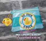 DIGITAL DOWNLOAD Applique Go F*** A Duck Clutch Zipper Bag Lined and Unlined Rubber Ducky Charm Included