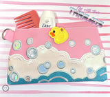 DIGITAL DOWNLOAD Applique Splash Clutch Zipper Bag Lined and Unlined Rubber Ducky Charm Included