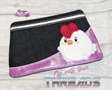 DIGITAL DOWNLOAD Applique Chicken Clutch Zipper Bag Lined and Unlined