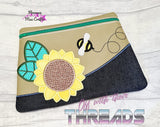 DIGITAL DOWNLOAD Applique Sunflower Clutch Zipper Bag Lined and Unlined