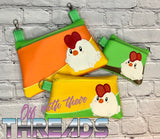 DIGITAL DOWNLOAD Applique Chicken Clutch Zipper Bag Lined and Unlined