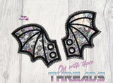 DIGITAL DOWNLOAD Applique Bat Shoe Wings Boot SATIN AND BEAN STITCH EYELET OPTIONS INCLUDED