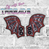 DIGITAL DOWNLOAD Applique Bat Shoe Wings Boot SATIN AND BEAN STITCH EYELET OPTIONS INCLUDED