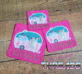 DIGITAL DOWNLOAD Applique Camper Coaster Mug Rug Set 3 SIZES INCLUDED ENVELOPE AND TURN HOLE OPTIONS INCLUDED