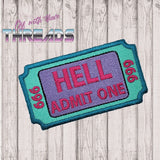 DIGITAL DOWNLOAD Ticket To Hell Patch 3 SIZES INCLUDED