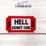 DIGITAL DOWNLOAD Ticket To Hell Patch 3 SIZES INCLUDED
