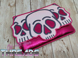 DIGITAL DOWNLOAD Applique Skull Trio Envelope Clutch  Lined and Unlined