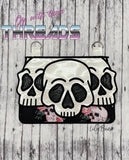 DIGITAL DOWNLOAD Applique Skull Trio Envelope Clutch  Lined and Unlined