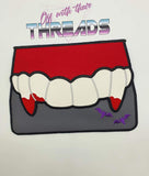 DIGITAL DOWNLOAD Applique Vampire Teeth Envelope Clutch  Lined and Unlined