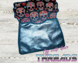 DIGITAL DOWNLOAD Applique Skull Trio Envelope Clutch  Lined and Unlined