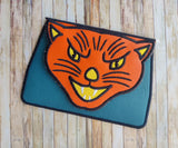 DIGITAL DOWNLOAD Applique Halloween Cat Envelope Clutch  Lined and Unlined