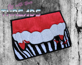 DIGITAL DOWNLOAD Applique Vampire Teeth Envelope Clutch  Lined and Unlined