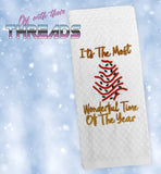 DIGITAL DOWNLOAD Applique The Most Wonderful Time of the Year Christmas Tree Snack Cake Embroidery Design 4 SIZES INCLUDED