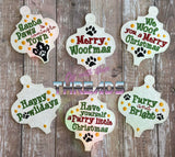 DIGITAL DOWNLOAD Happy Pawlidays Dog Ornament Bookmark Gift Tag 6 Designs