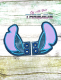 DIGITAL DOWNLOAD Applique Blue Alien Ears Shoe Wings Boot SATIN AND BEAN STITCH EYELET OPTIONS INCLUDED