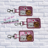 DIGITAL DOWNLOAD Heart Kitties Snap Tab Keychain