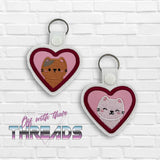 DIGITAL DOWNLOAD Applique Heart Kitties Snap Tab Set Keychain