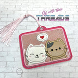 DIGITAL DOWNLOAD Applique Heart Kitties Bookmark Ornament Gift Tag