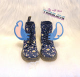 DIGITAL DOWNLOAD Applique Blue Alien Ears Shoe Wings Boot SATIN AND BEAN STITCH EYELET OPTIONS INCLUDED