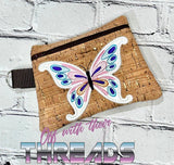 DIGITAL DOWNLOAD Applique Butterfly Clutch Zipper Bag Lined and Unlined