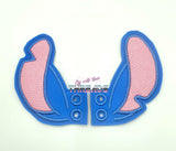 DIGITAL DOWNLOAD Applique Blue Alien Ears Shoe Wings Boot SATIN AND BEAN STITCH EYELET OPTIONS INCLUDED