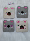 DIGITAL DOWNLOAD Bear Coaster Set