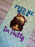 DIGITAL DOWNLOAD Applique Feed Me and Tell Me I'm Cute Pretty Hamster 3 SIZES 2 VERSIONS INCLUDED