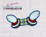 DIGITAL DOWNLOAD Applique Flying Shell Gamer Shoe Boot Wings SATIN AND BEAN STITCH EYELET OPTIONS INCLUDED