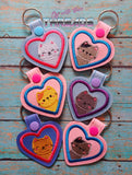 DIGITAL DOWNLOAD Applique Heart Kitties Snap Tab Set Keychain