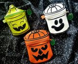 DIGITAL DOWNLOAD Applique Boo Bucket Zipper Bag Set and Bonus With Charm 3 DESIGNS AND ALL 4 SIZES INCLUDED