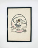 DIGITAL DOWNLOAD Plague Doctor Your Hands Sketchy Design 5 Sizes 2 Options