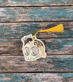 4x4 DIGITAL DOWNLOAD Honey Comb Bee Skull Sketch Bookmark