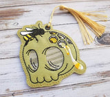 4x4 DIGITAL DOWNLOAD Honey Comb Bee Skull Sketch Bookmark