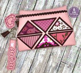DIGITAL DOWNLOAD Triangulate Clutch Applique Zippered Bag Lined and Unlined